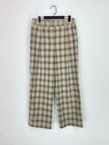 Next Wide Leg Pleated Front Brown Check High Rise Trousers Size 14 - Picture 1 of 10