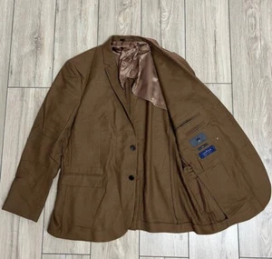Men H&M Blazer Jacket Brown Wool Angelico super 100 Slim Fit US 52R EUR 62 - Picture 1 of 12