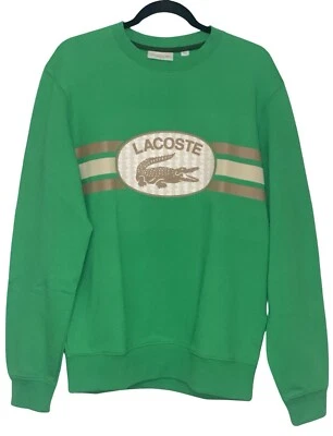 LACOSTE MEN'S M4 (MEDIUM) LOOSE FIT MONOGRAM FLEECE SWEATSHIRT GREEN - MSRP:$165 - Image 1 of 4