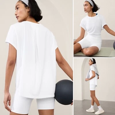 NWT Athleta With Ease Tee XXS White Yoga Top Soft Breathable Quick Dry Wicking - Image 1 of 4