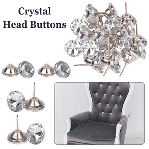 Diamond Crystal Upholstery Nails Tacks Sofa Chair Headboard Sew Buttons 18-30mm - Picture 1 of 14