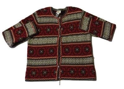 Женский свитер кардиган Talbots Red Fair Isle Nordic из шелковой смеси M - Изображение 1 из 4