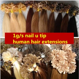 8A 100s U/Nail Fusion Keratin Tip Remy Human Hair Extensions 16"18"20"22"24"26" - Picture 1 of 49