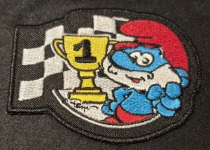 Smurfs Stick On/Sew On Embroidered Clothes Patch - Racing / Winner / 1st Place - Picture 1 of 2
