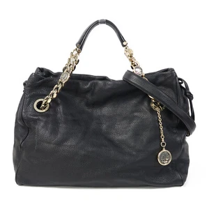 *15%OFF* BVLGARI GHW Monete 2 Way Shoulder Bag Leather Black - Picture 1 of 13
