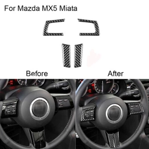 For Mazda MX-5 Miata 2009-2015 Carbon Fiber Steering Wheel Decoration Cover Trim - Picture 1 of 14