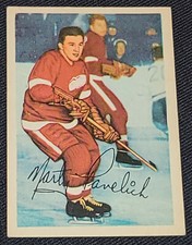 1953-1954 - PARKHURST - MARTY PAVELICH DETROIT RED WINGS - HOCKEY CARD #44