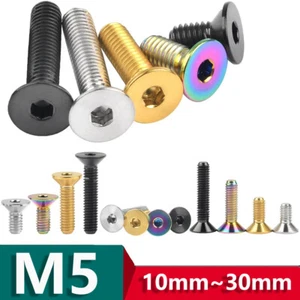 Bike Titanium Countersunk Bolts Allen Socket Cap Screws M5x10/12/15/20/25/30mm - Picture 1 of 15