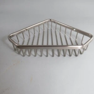 Signature Hardware 9" Solid Brass Corner Shower Basket Brushed nickel Finish - Picture 1 of 5