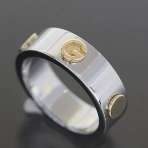 Gucci Inox Ring US8.5 Men's Ring Gold Steel Authentic E0863 - Picture 1 of 7