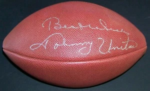 VERY RARE! Johnny Unitas "Best Wishes" Signed Autographed Football PSA Photo LOA - Picture 1 of 3