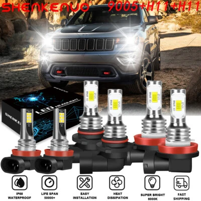 Combo faros LED + kit de bombillas antiniebla 8000 k para Jeep Grand Cherokee 2014-2018 Foto 1 de 4