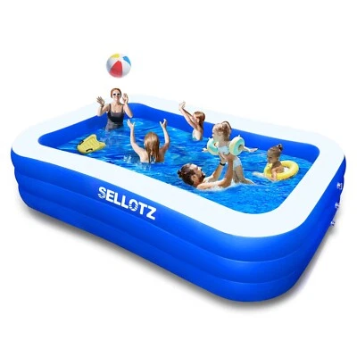 SELLOTZ Inflatable Pool for Kids and Adults, 120" X 72" X 22" Oversized Thick... - Image 1 of 4