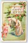 Baby Father Time A Happy New Year Embossed Vintage Postcard Damaged DMG4