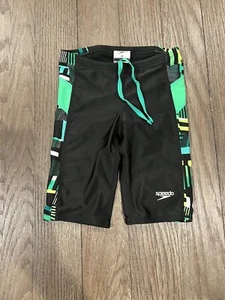 Boys Speedo Pro Lt Swimsuit Jammers Compression Shorts Green Black 26 - Picture 1 of 1