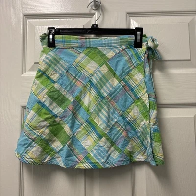 Saia Cape Madras Patchwork Tie Wrap Azul Feminina Pequena Multicolorida Xadrez 15,5” - Imagem 1 de 4