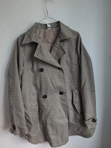 Violet Romance Beige Black Check Coat Size 10 (T6) - Picture 1 of 10