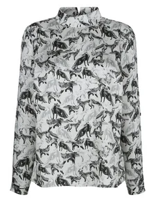 Gr 42 Alba Moda Bluse mit grafischem Alloverprint Schwarz-Weiß - Bild 1 von 3