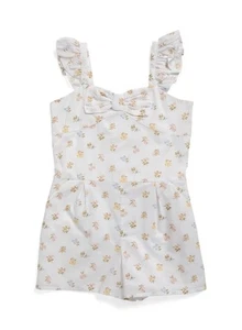 Mädchen Janie and Jack weiß Blumen Schleife Strampler Größe 5 Kleinkind ditsy adrette Landhaus - Bild 1 von 13