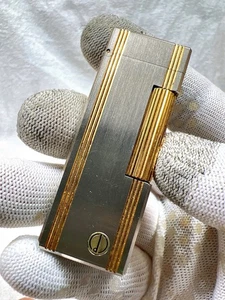 Vintage Alfred Dunhill Platinum Finish Rollagas Tow Tone Lighter - Work Great - Picture 1 of 13