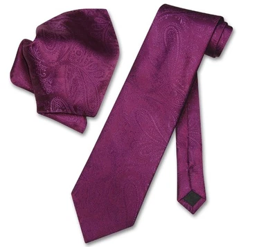 Juego de corbata y pañuelo a juego Vesuvio Napoli berenjena púrpura PAISLEY Foto 1 de 2