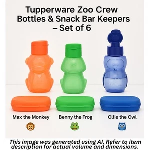 Tupperware Zoo Crew Flaschen & Snackbar Halter - 6er Set! Neu im Paket Eco+ - Bild 1 von 6