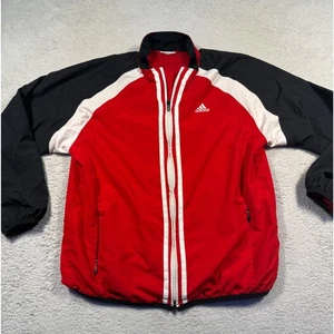 Y2K Adidas Womens Track Jacket Full Zip Colorblock Red Black White Sportswear S - Picture 1 of 5