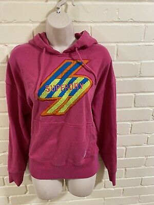 Superdry Womens Hoodie Size 16 Pink Jumper Sweater Gym Top • 36.23€