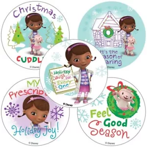 Doc McStuffins Christmas Stickers x 5 - Santa Stocking - Xmas Gift - Lamby - Picture 1 of 6