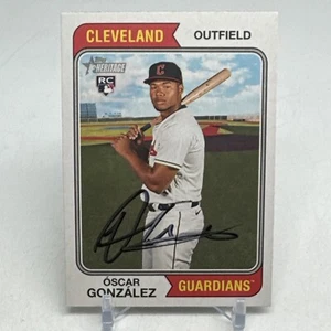 Oscar Gonzalez 2023 Topps Heritage Rookie RC #382 New York Yankees FIRMATO - Foto 1 di 2