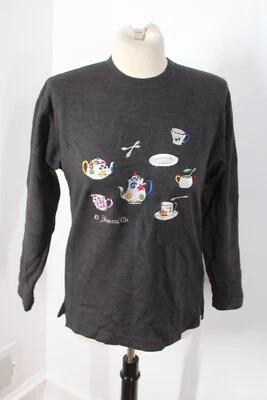 Blusa moletom bordada chá bizarra mistura lã cinza 10 anos 85 SImonetta - Imagem 1 de 4