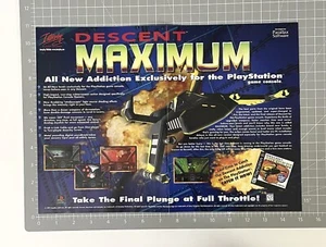 Vintage Descent Maximum Print Ad Poster 1997 PlayStation Game Parallax Software - Picture 1 of 3