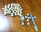 Vtg Faux Pearl CATHOLIC ROSARY  Crucifix Only Marked Sterling