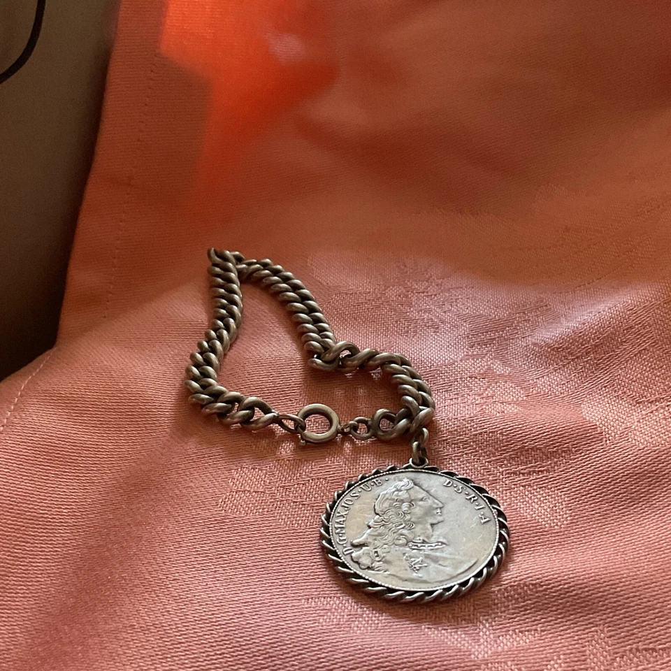 bracciale grumette argento moneta argento antica Bavaria - Immagine 1 di 4