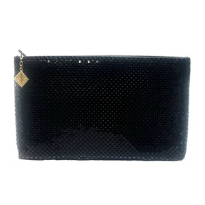 Vintage Whiting and Davis International Black Metal Clutch Mesh Crossbody Purse - Picture 1 of 10
