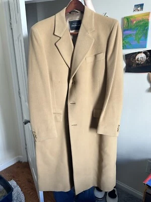 Saks Fifth Avenue Men’s XL 100% Cashmere Camel Colored Long Coat From The 70/80s - Image 1 of 3