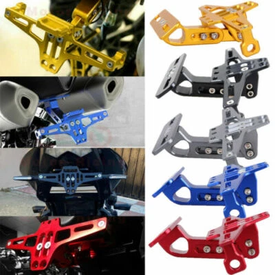 Suporte de placa de licença para cauda de motocicleta eliminador de para-lama dobrável com luz LED - Imagem 1 de 4