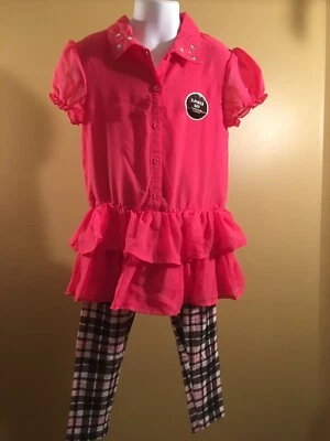 George Niñas 2 Piezas Túnica Legging Set Rosa Picante 6/6x Foto 1 de 4