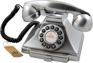 GPO Carrington Classic Retro Push-Button Telephone with Pull-Out Tray in Chrome - Picture 1 of 1