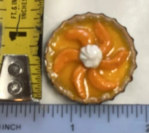 Miniature Dollhouse New 1/12 Scale Handmade Peach Pie With Whipped Cream - Picture 1 of 1