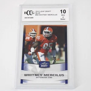 BCCG 10 Whitney Mercilus 2012 Leaf Draft Blue #50 Graded Slab Card Mint - Picture 1 of 5