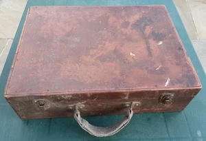 Unique Vintage Folk-craft Wooden Case/Toolbox With  Full-length Hinged Lid - Picture 1 of 3