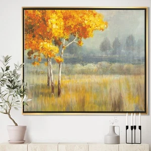 Designart "Autumn Landscape" Farmhouse Framed Canvas - Grey - Picture 1 of 5