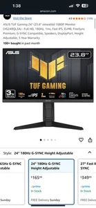 Asus Monitor VG249QL3A Gaming 24in IPS 1920x1080 16:9 1ms 180hz hdmi Dp Speaker - Picture 1 of 8