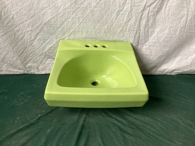 Fregadero de pared de baño de porcelana verde lima soleado nuevo de colección lavabo antiguo Eljer 436-25E Foto 1 de 4