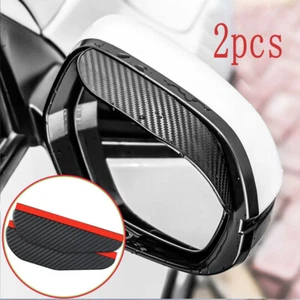 2X Carbon Fiber Car Rear View Side Mirror Rain Board Eyebrow Guard Sun Visor - Picture 1 of 11