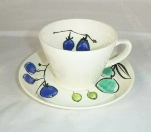 Taza y platillo de colección Vera Neumann 1966 ensalada MOD isla de Jamaica Worcester - Imagen 1 de 6