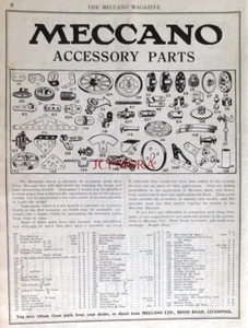 Anuncio Early MECCANO Ltd. 1925 - Kit de ingeniería accesorios piezas IMPRESIÓN - Imagen 1 de 1