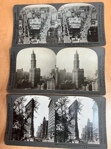 A LOT OF 3 KEYSTONE VIEW COMPANY STEREO CARDS NEW YORK BUILDINGS - Picture 1 of 5