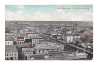 Main Street From City Hall Winnipeg Manitoba 1907 Birdseye Aerial View Postcard - Picture 1 of 2